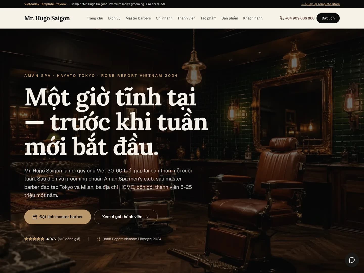 Barbershop nam cao cấp — ảnh 1